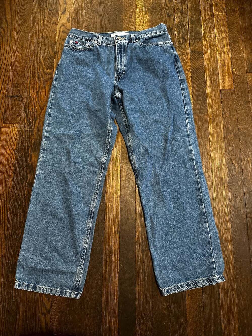 Tommy Hilfiger Jeans Vintage 90s Baggy Straight Leg Denim Blue Pants Size 8 A/29